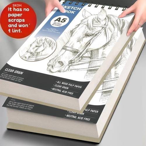 large size coil bound sketchbook a5 size high quality thick cover thick paper pages suitable for painting and sketching for beginners or professionals skoh brand for all types of artists and art students artistic cover design durable