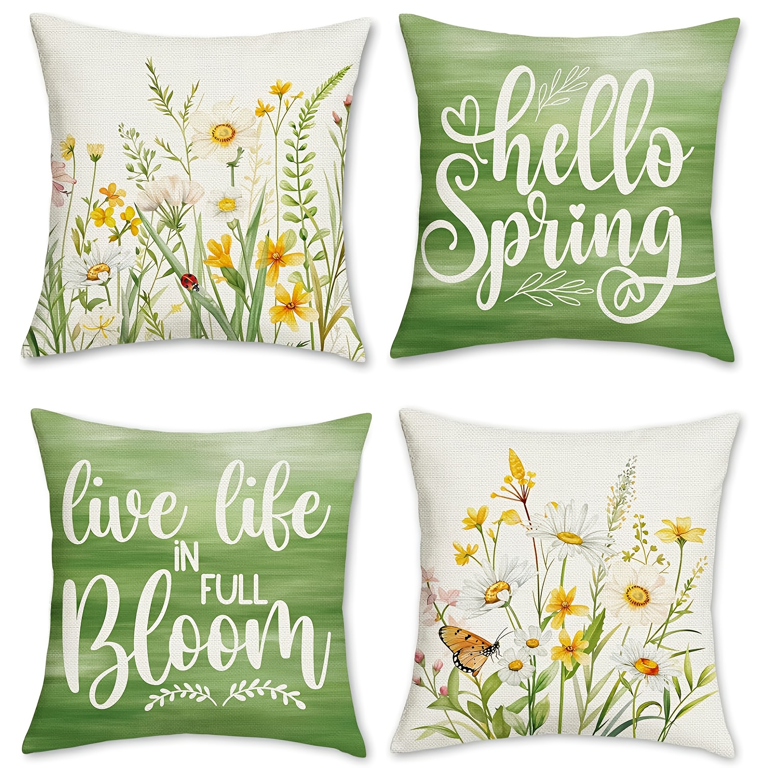 

4pcs Throw Pillow Covers, Polyester , Zippered Cushion Cases For Sofa And Bed, Hand Wash Only, Home Decor Set