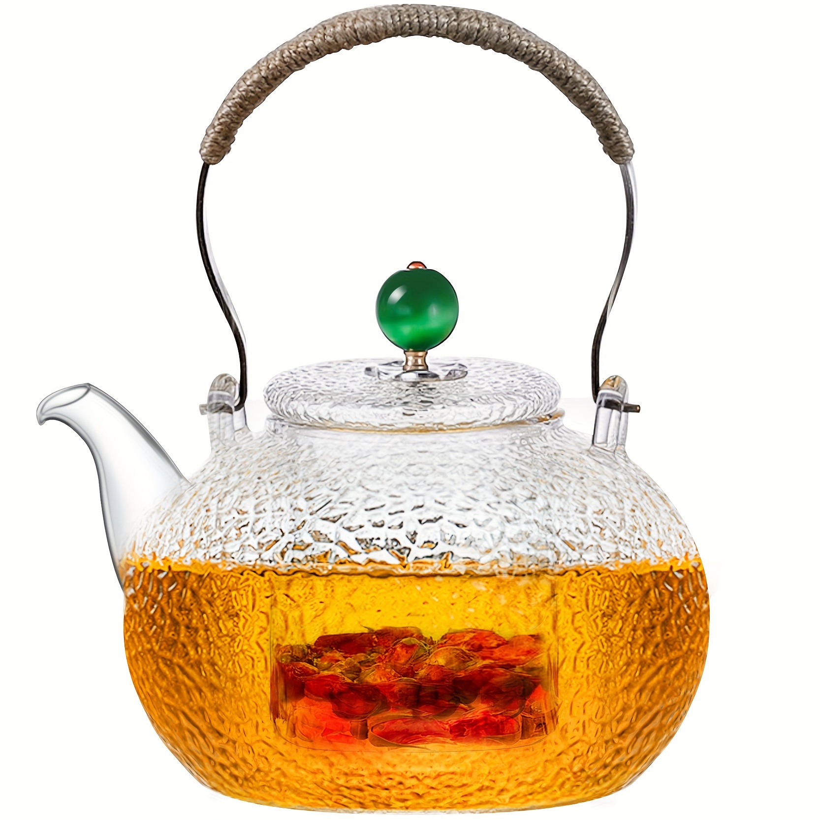 

44 Oz/1300ml Glass Teapot With Removable Infuser And Lid, Gas Stovetop Safe, Borosilicate Clear Tea Pot Kettle For Loose Leaf And Blooming Tea (44 Oz)