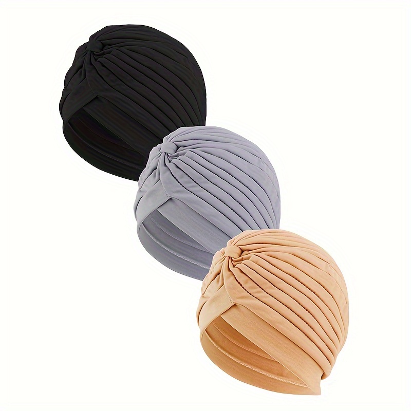 TEMU Ensemble 3 pièces Foulard Musulman Femme Chapeau Indien Turban Foulard