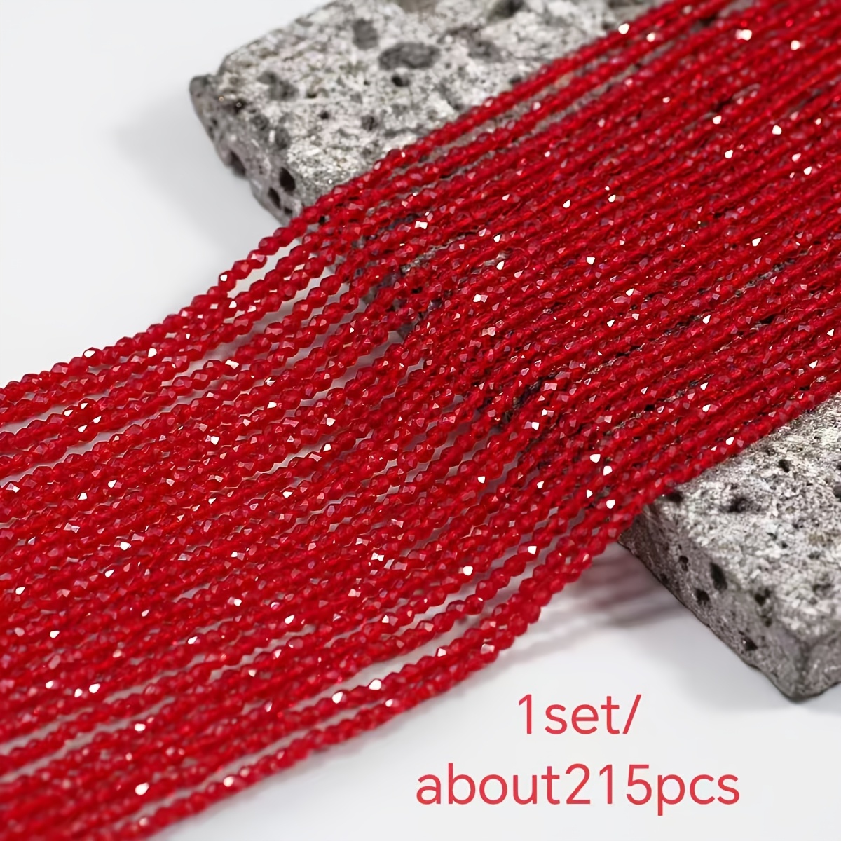 TEMU 1 Strand Of Approximately 215 2mm Red Crystal Beads, Suitable For All Kinds Of Jewelry Making, Such As Bracelets, Necklaces, Mobile Phone Chains