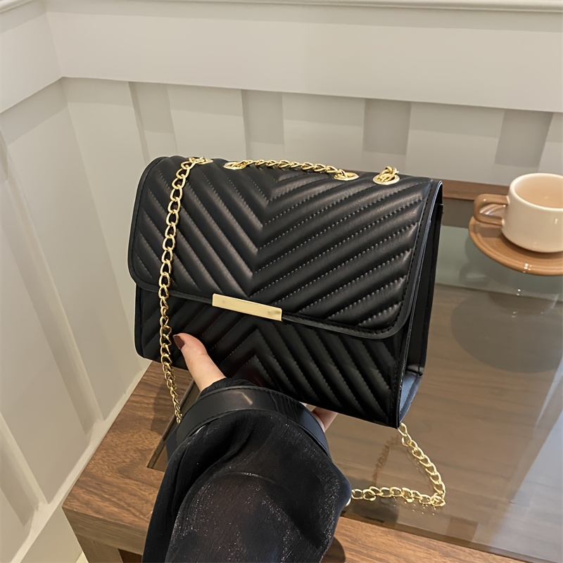 TEMU Women's Crossbody Bag With Adjustable Strap & Closure - V-shaped Rhombus Chain Small Square Purse, Suitable For Commuting, Dating, Gift For, //,
