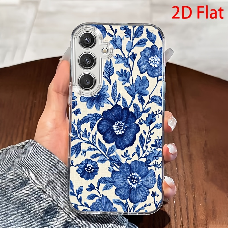 TEMU Telefoonhoesje: 2D Plat Blauw Bloemen Telefoonhoesje, Geschikt voor for Galaxy A02 A03S A04 A05S A06 A13 A14 A15 A16 5G A21S A22 A23 A24 A25 A26
