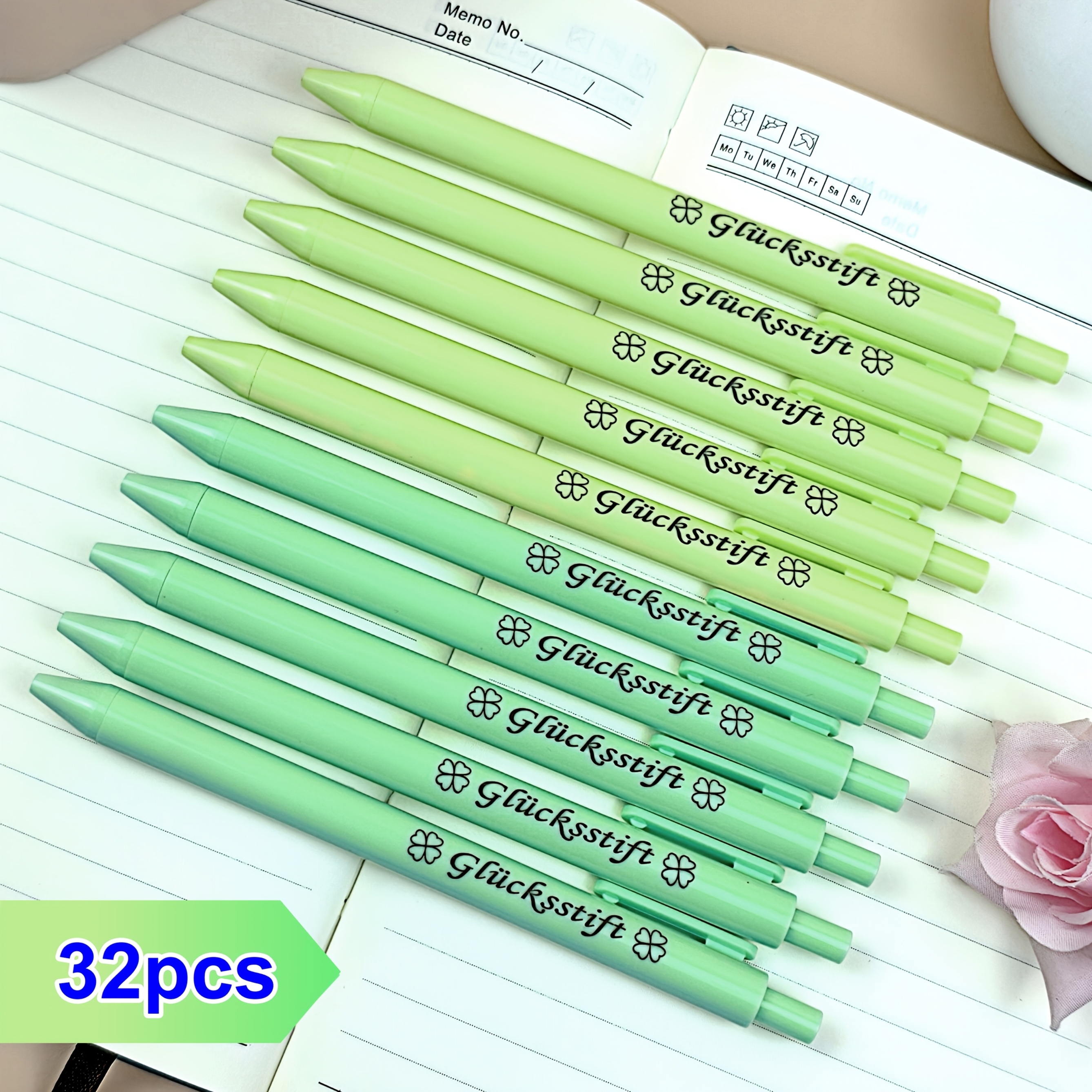 Image of 32pcs Luck-inspired Ballpoint Pens | German "glücksstift" Design, Black Ink, Ideal For Festivals, Companies, Schools, Events, Birthdays, New Year Gifts