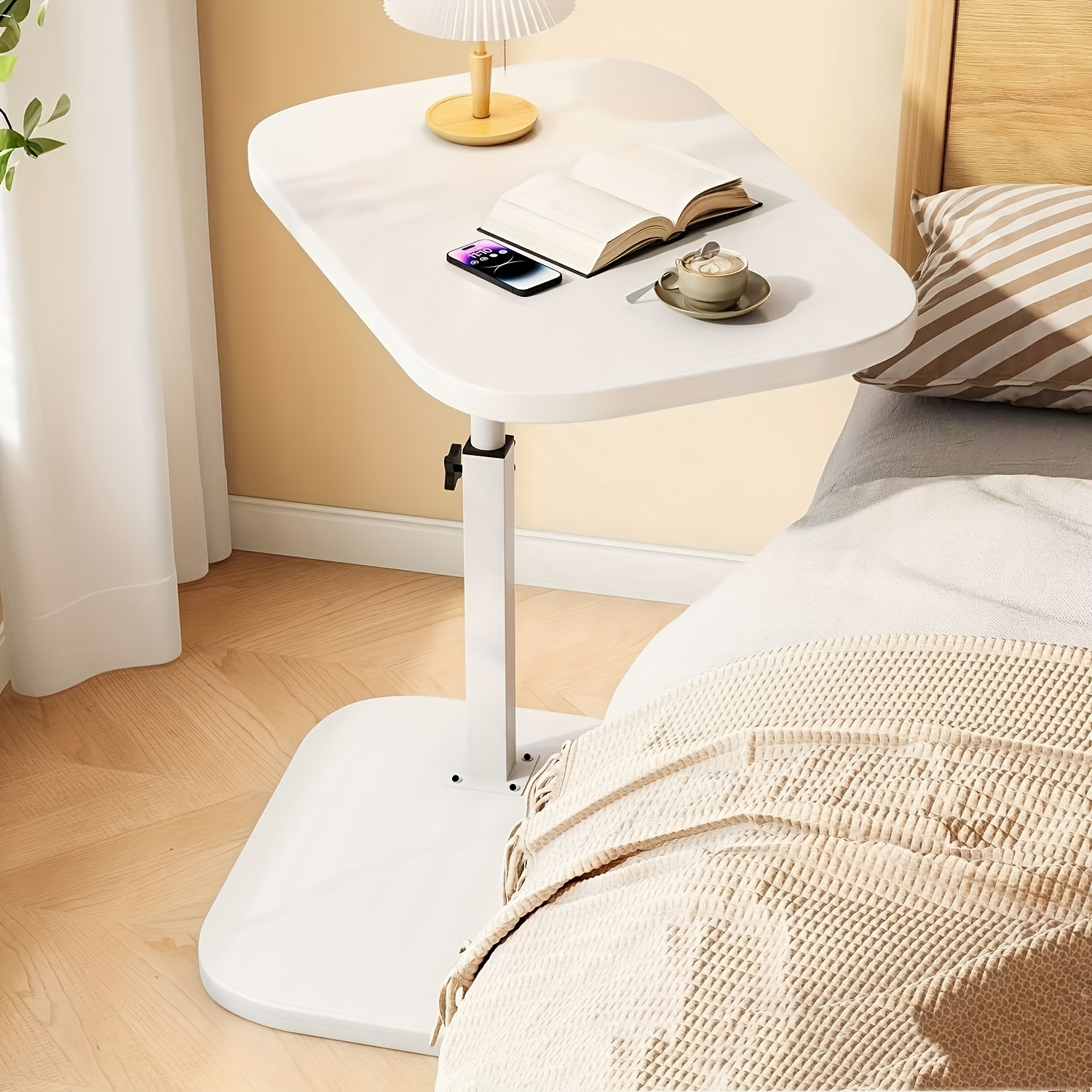 TEMU 1pc Adjustable Height Desk With 360° Flipping Tabletop, Sturdy Metal Legs And Hardwood-like Mdf Surface - Space-saving Compact Table For Home