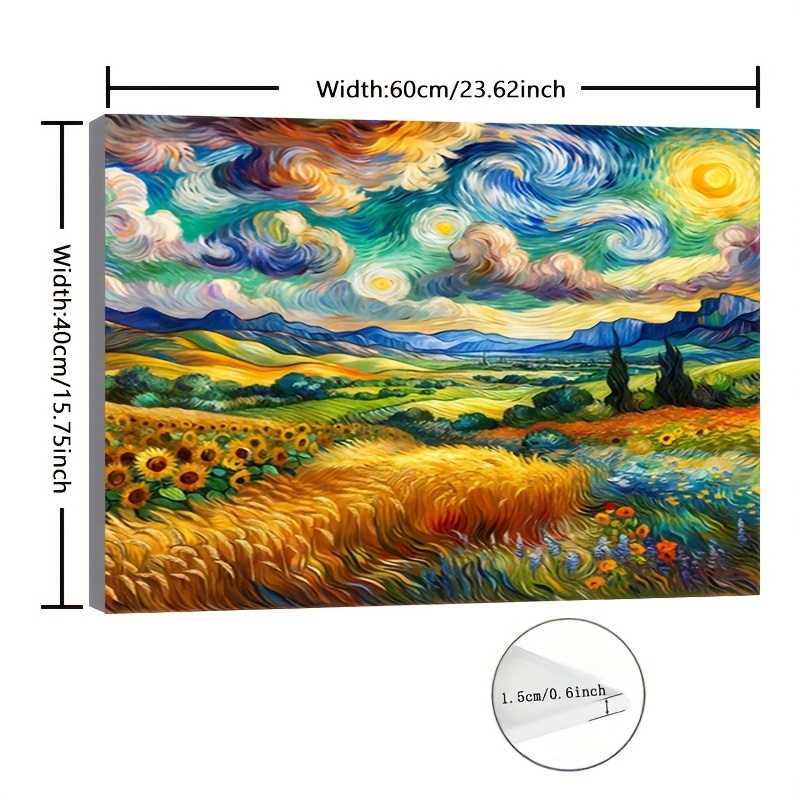 TEMU 2D piatto, 2D piatto, da parete su tela ispirata alla ' ' di Van Gogh - una colorata con girasoli e un , stampa ad definizione, incorniciata in