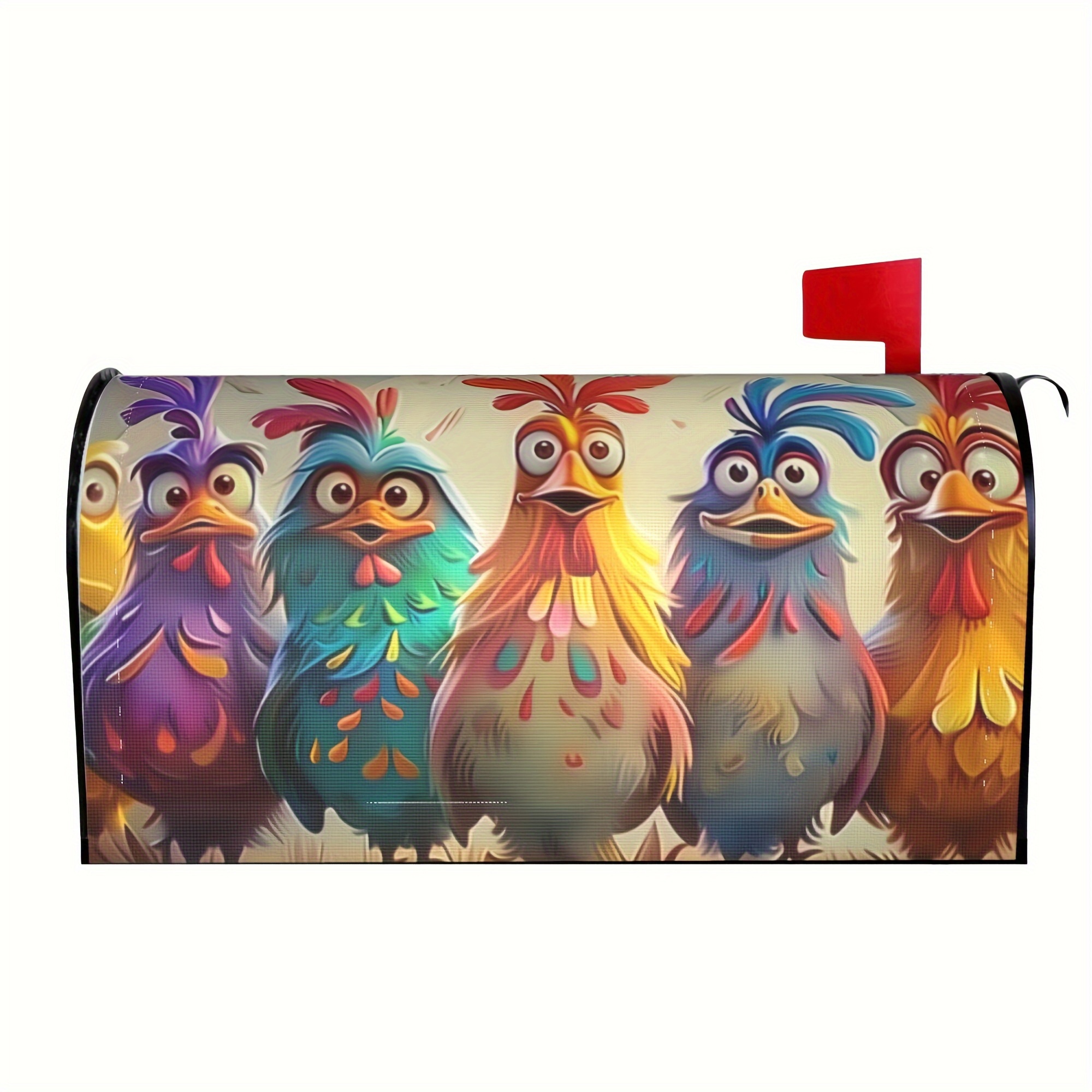 

Colorful Rooster-themed Mailbox Cover - Durable Outdoor Mailbox Wrap With Animal Design, Festive Garden & Yard Decoration, Standard Size 18x21 Inch - Unique Gift Idea For Home And Courtyard Decor, 1pc