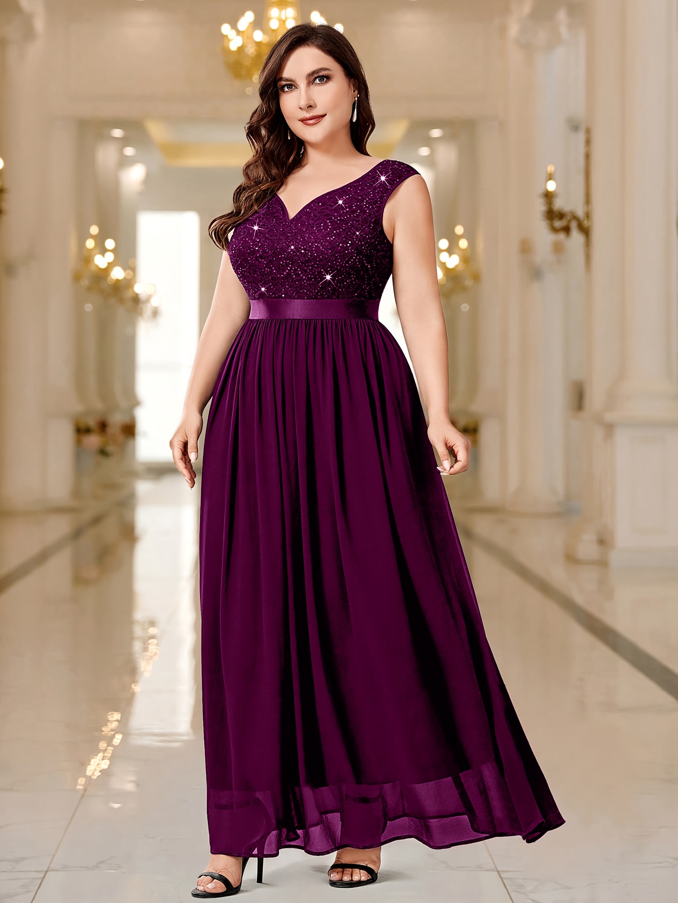 plus size womens plus size formal party evening gown elegant - Temu