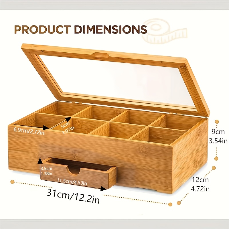 Image of Transparent Flip Tea Bag & Coffee Capsule Storage Box With Multi-grid Compartments - Non- Suitable, Suitable For Restaurants & Household Use, For Tea Bags, Coffee Pods, Capsules