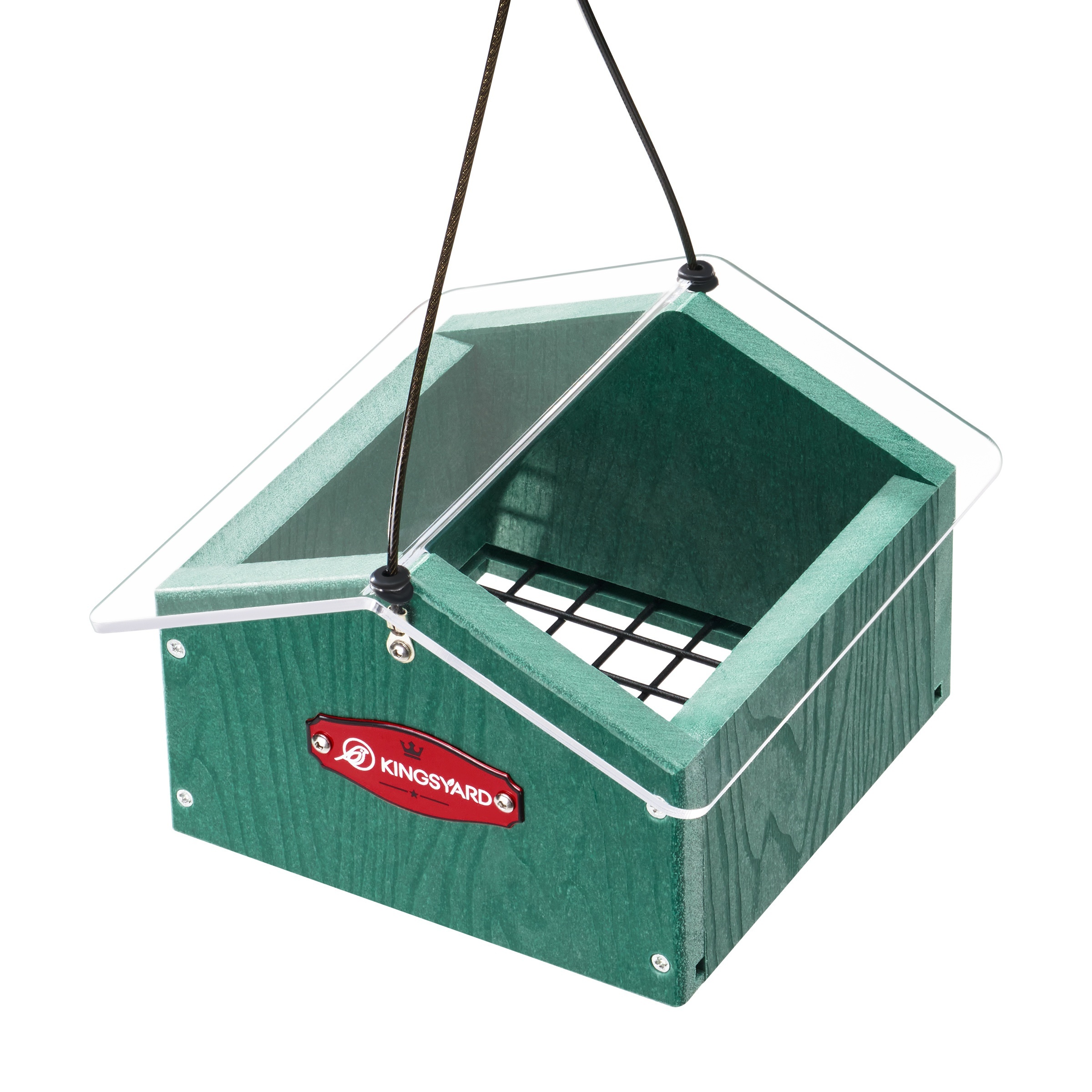 

Kingsyard Upside Down Double Feeder For Outside Hanging - Recycled Plastic Wild Bird Feeder With Rainproof Roof For Attracting Woodpeckers Nuthatches Chickadees Finches