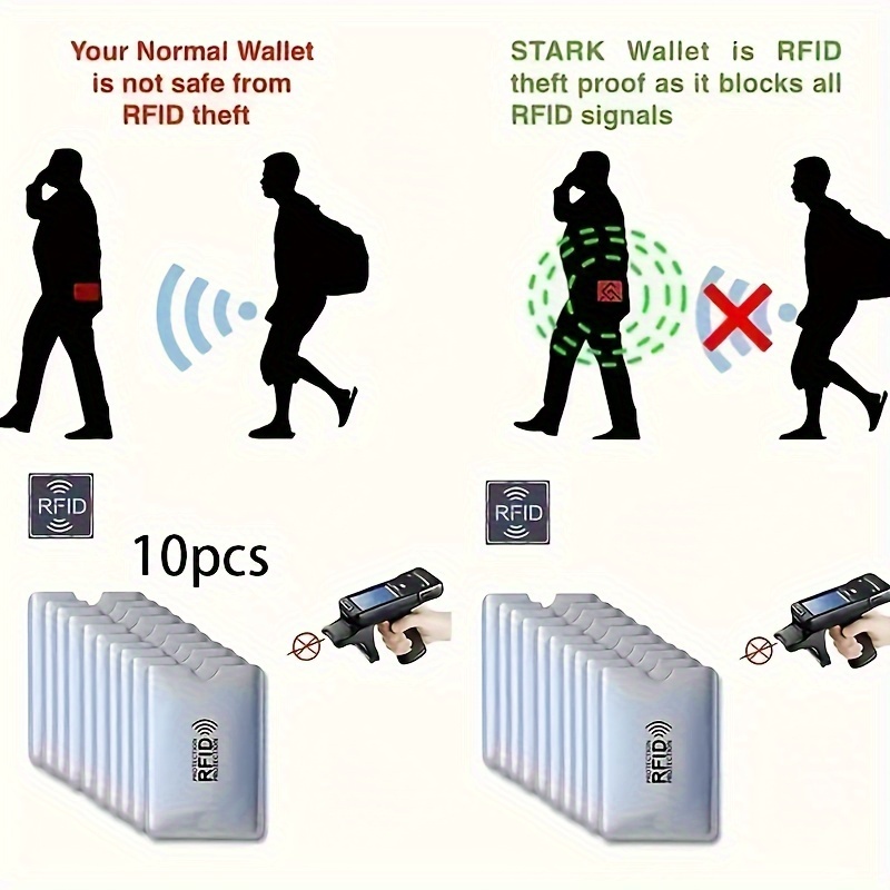 10/20pcs RFID Blocking Card Sleeves - Anti-Theft, NFC Shielded Aluminum Foil Wallets for ID & Credit Cards