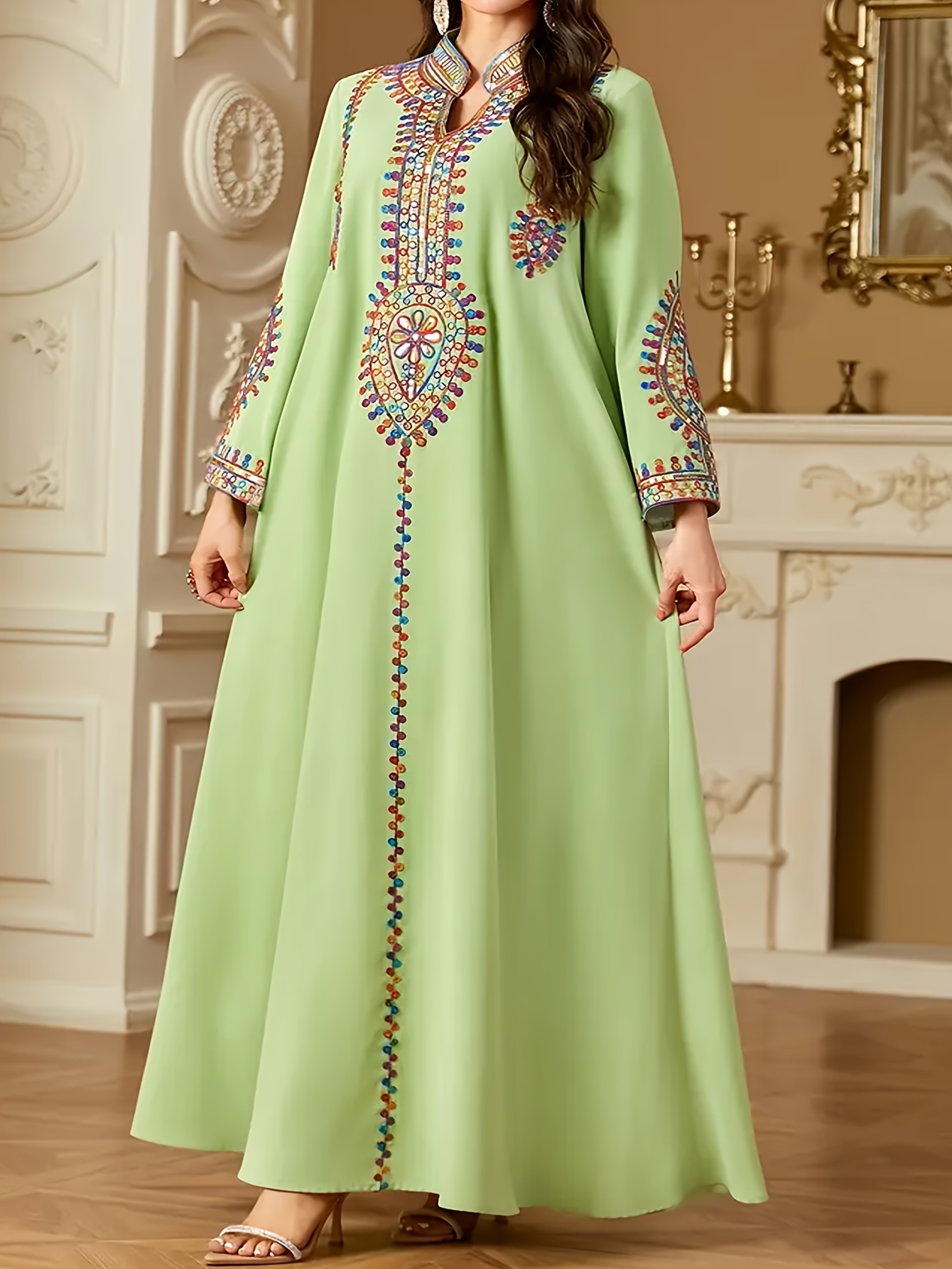 plus size plus size plus size long sleeve maxi dress loose - Temu