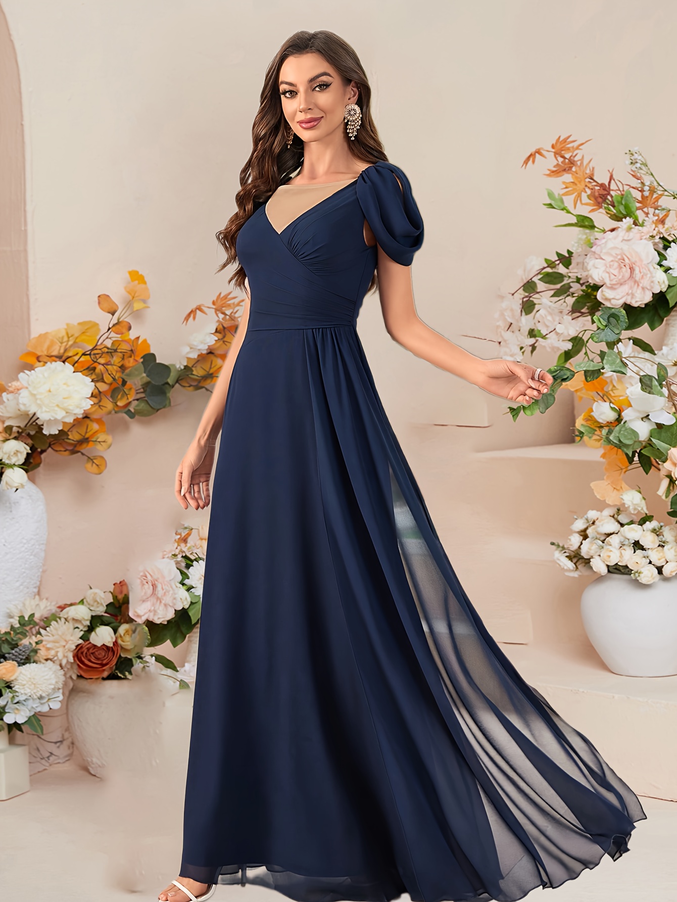 princess polly baby blue dress Navy Cap Sleeve Sequin Keyhole Back Bridesmaid Dress