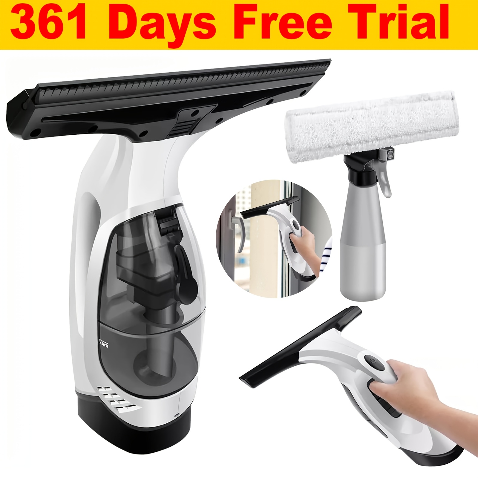 TEMU Cordless Window Vacuum, Handheld Vacuum Cleaner Rechargeable , Electric Squeegee Streak-free Cleaning, Drip And Glass Cleaning, 30 Minute , 150