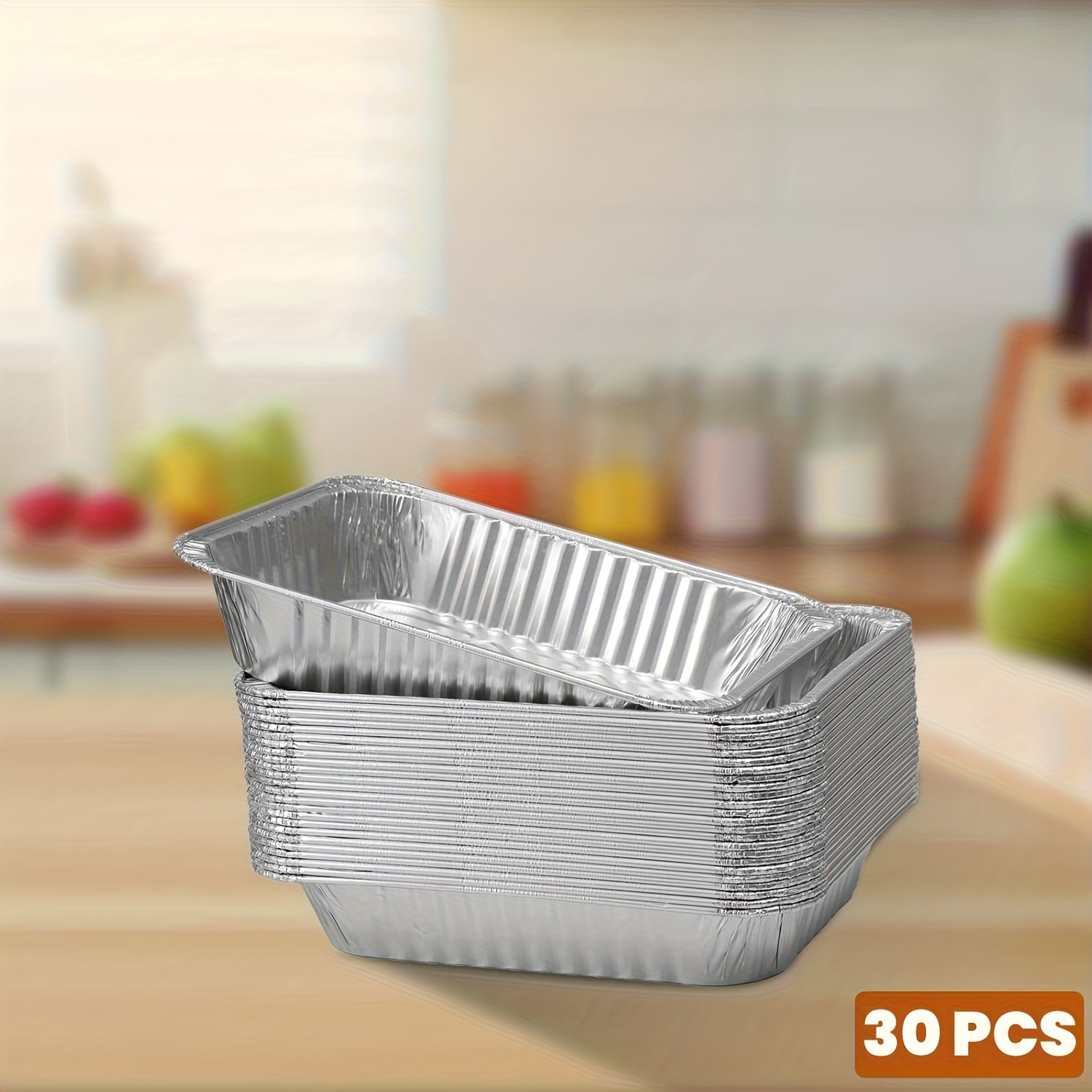 TEMU Pack Of 30 Thickened Aluminum Pans (32.5 Cm X 26.2 Cm), Disposable Aluminum Foil Pans, Heavy-duty, Half Size, Aluminum Foil Baking Tray For