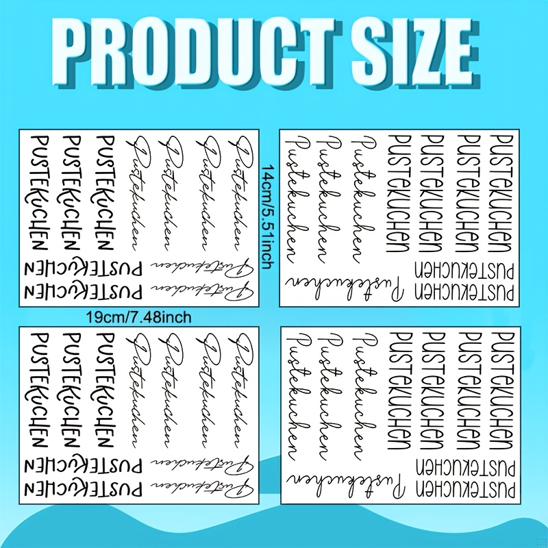 E-shop 4 Stück/Set Deutsches "Eclair Cake" Muster, Vinyl UV DTF Transfer Geeignet für Tassen, 16Oz Glasbecher, Kaffeetassen, Keramik, PC, Handyhülle