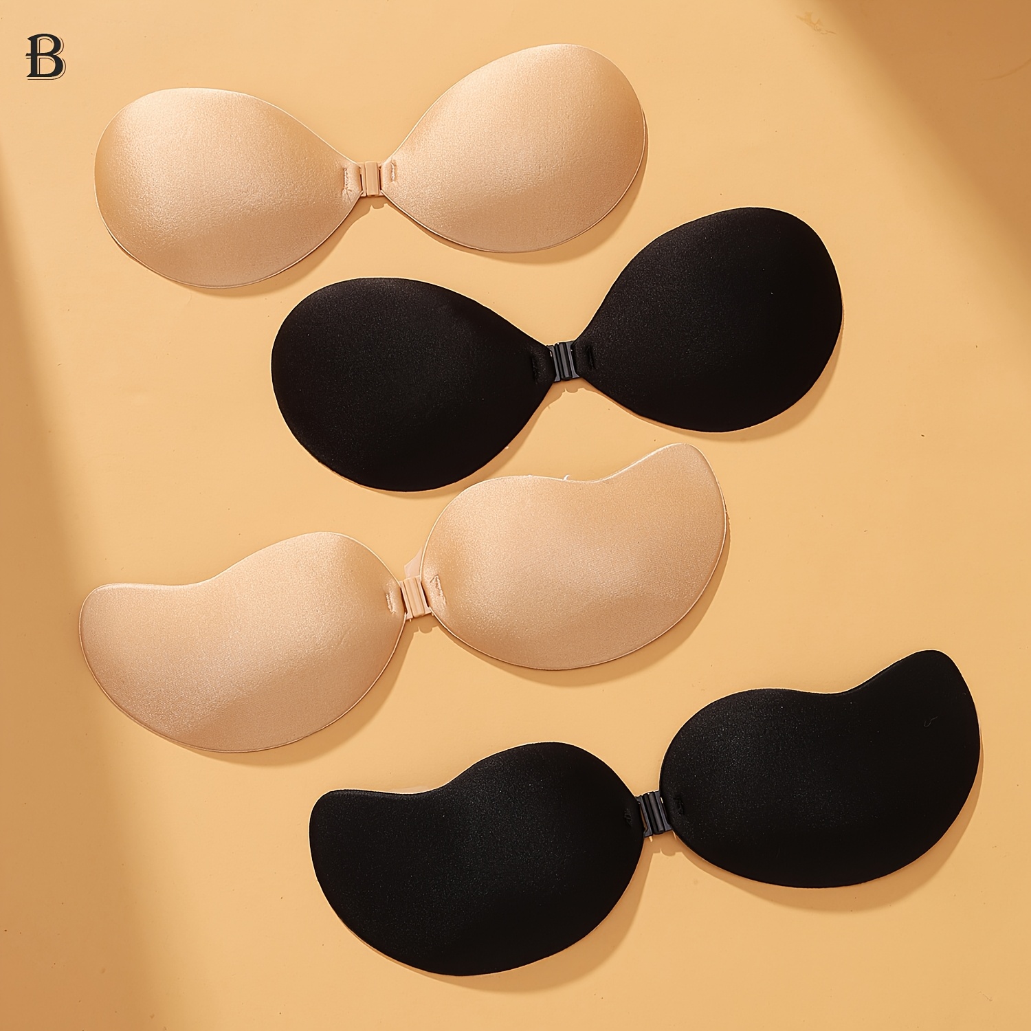 4pcs/set Front Lace Up Stick-on Bras, Breathable Reusable Strapless Self-adhesive Bra, Women's Lingerie & Underwear Accessories