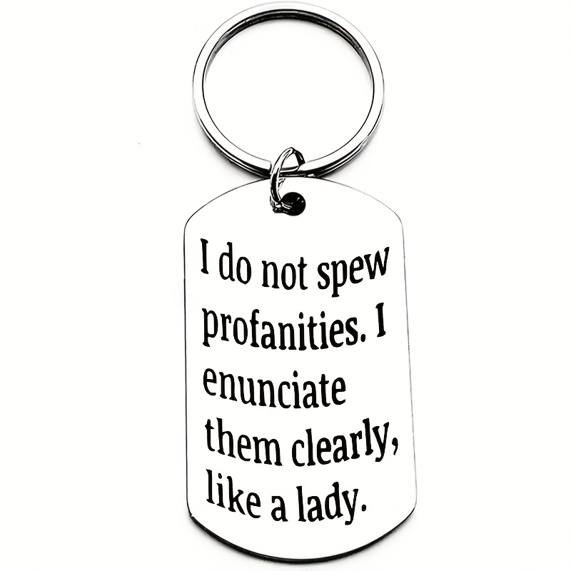 TEMU "'t Any ; I ." A Humorous Stainless Steel Keychain Featuring Black Font Design And Engraved Letters