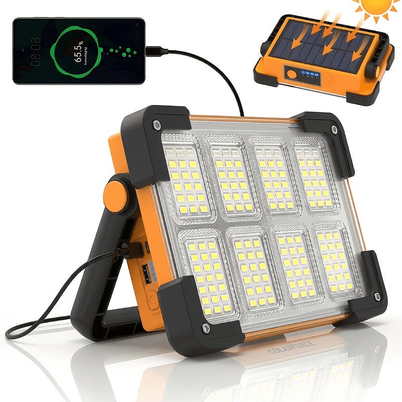 TEMU 2025 Upgrade 3200mah Rechargeable Led Solar Light, Portable Work Light, Ground Lighting Floodlight, Bank Ligsolar Or Usb Charging, 4 Lighting ,