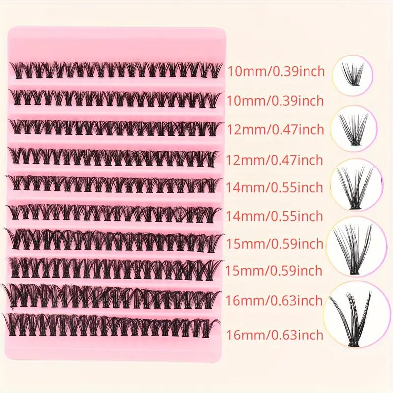 fengxiu eyelash 200 clusters 3d dd mixed lengths reusable diy self application d 10 16mm 0 05mm thickness natural extra thick styles multi pack beginner friendly assorted packaging individual cluster lashes for natural anime makeup looks details 2