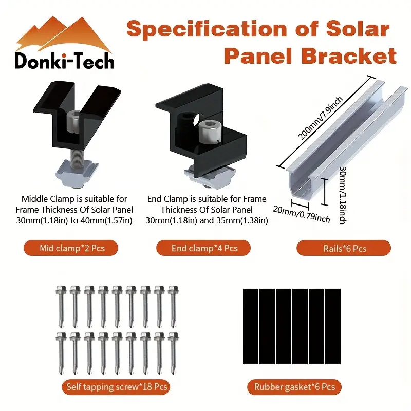 Copgge Adjustable Solar Panel Mount Solar End Clamp Solar Panel Attachment Mounting Bracket Roof Mount End Clips For Securing 30mm 50mm Thick Solar Panels To Rails Adjustable End Clamp 12 Pack