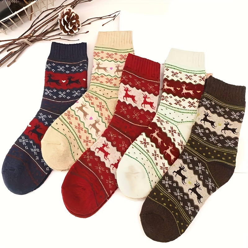 TEMU [autumn And Winter] 5/10 Pairs Of Thick Socks, Towel Socks, Women's Socks, Terry Socks, Thick Socks Jacquard