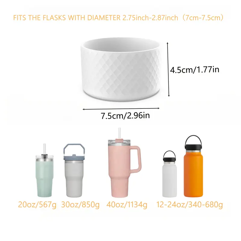 1 de silicona antideslizante para botellas de 20 oz oz - protector con diseño de de diamantes | estable para vasos y tazas con base de 7.19-7.49 cm detalles 2