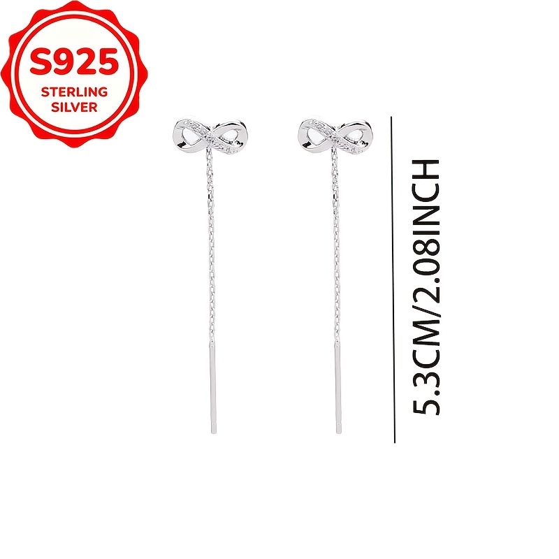 2pcs S925 Sterling Silver Figure-8 Drop Earrings, Elegant Design