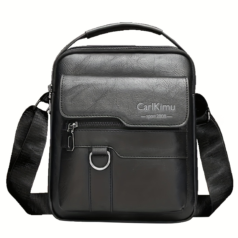 item picture Unisex square Bag Men's and Women's briefcase Crossbody Bag Handbag Men's and Women's Shoulder Bag Men's Retro vertical Hand Business Casual Bag [Pull head direction random]