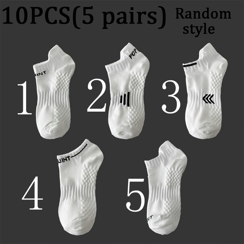 TEMU 10pcs/5 Pairs Of Random Elastic Sports Socks, Breathable, Moisture-wicking And Sweat-wickabsorbing, Suitable For Daily Leisure Sports,