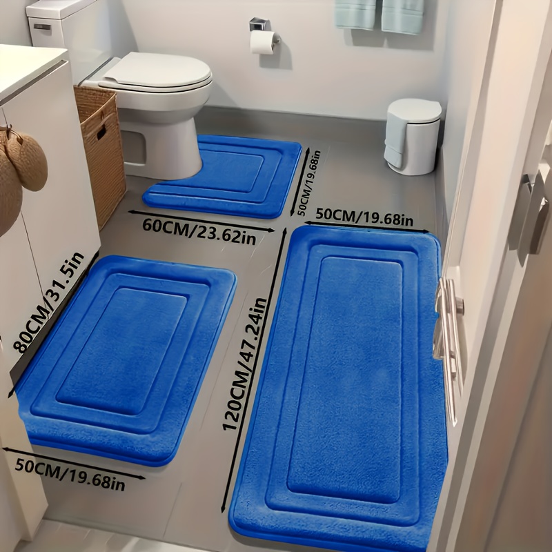 3pcs Bathroom Mat Set | Coral Fleece, Comfort Standing Mat with U... product image 13