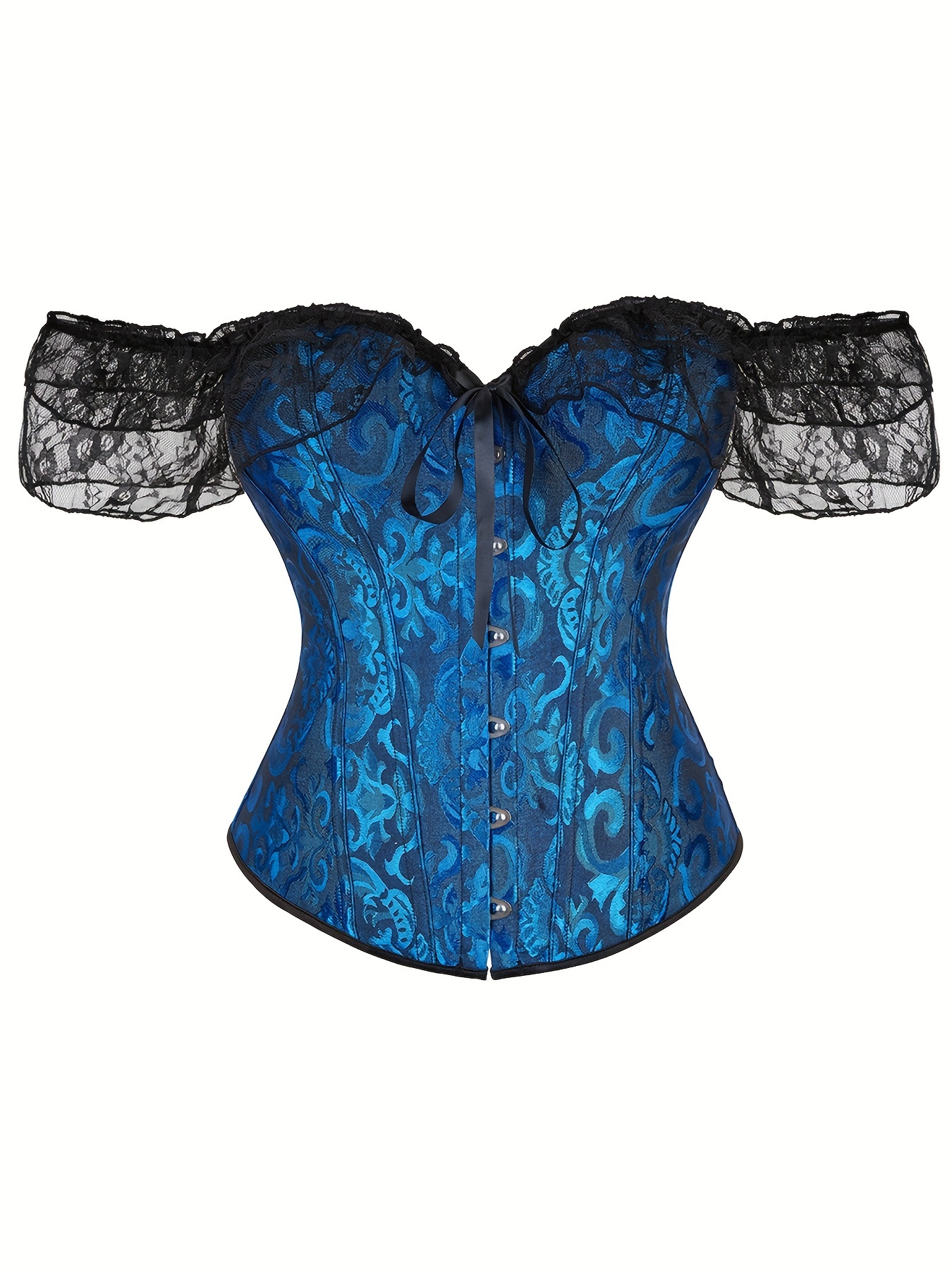 women corset top lace sleeve lace sexy bustier lingerie - Temu