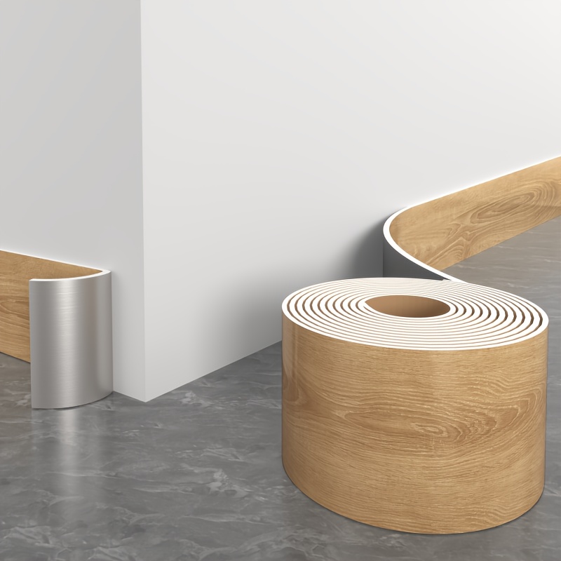 E-shop Cycleader 3D Holzmaserung Selbstklebende Wasserdichte Sockelleiste, Wandrand Badezimmer Spiegel Rahmen Aufkleber, Keine Klebe Wandkante