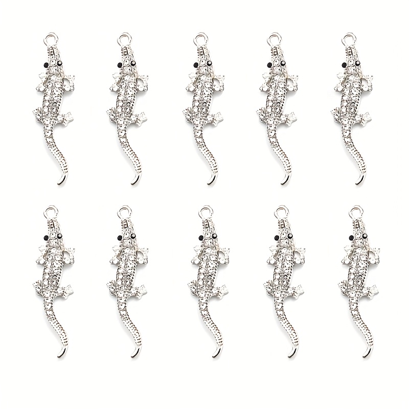 E-shop 10 Stück Nischen-Design Kristall Strass Krokodil Styling Anhänger Mit Strass Besetzten Mode-Schmuck Zubehör DIY Halskette Anhänger Material-Sets