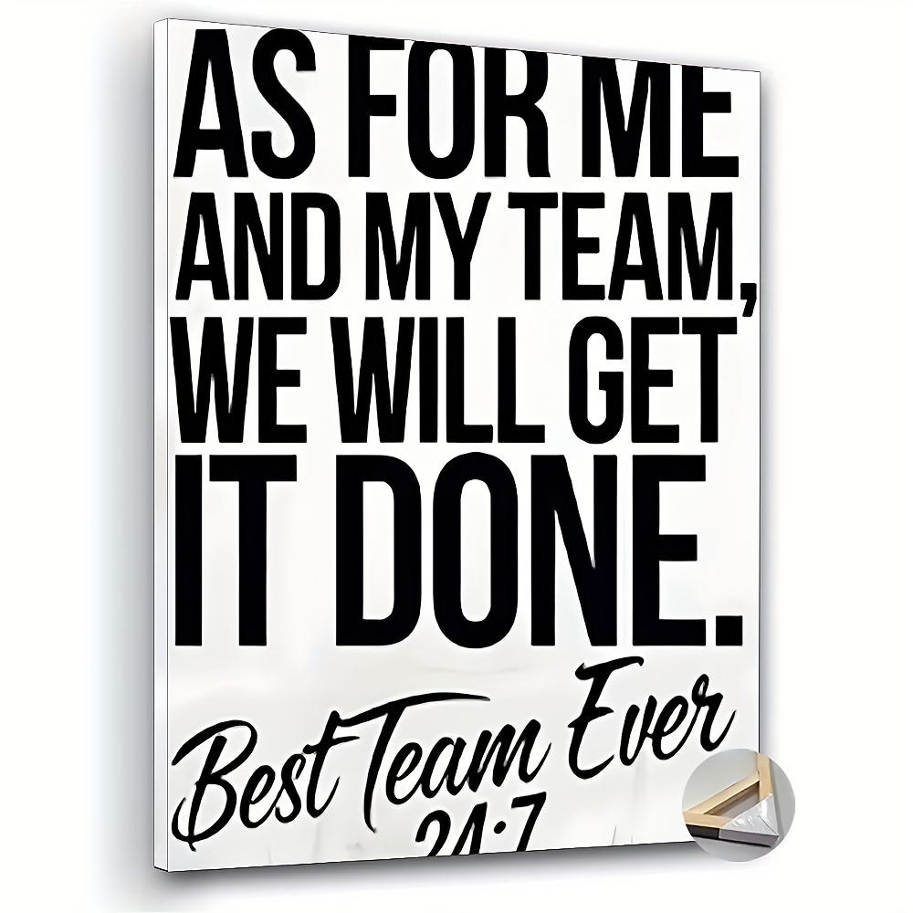 TEMU 2d Flat, Teamwork Motivational Wall - Suitable For Room Decor, Office &, Wrapped Canvas Painting With Inspirational Quote, , Minimalist For
