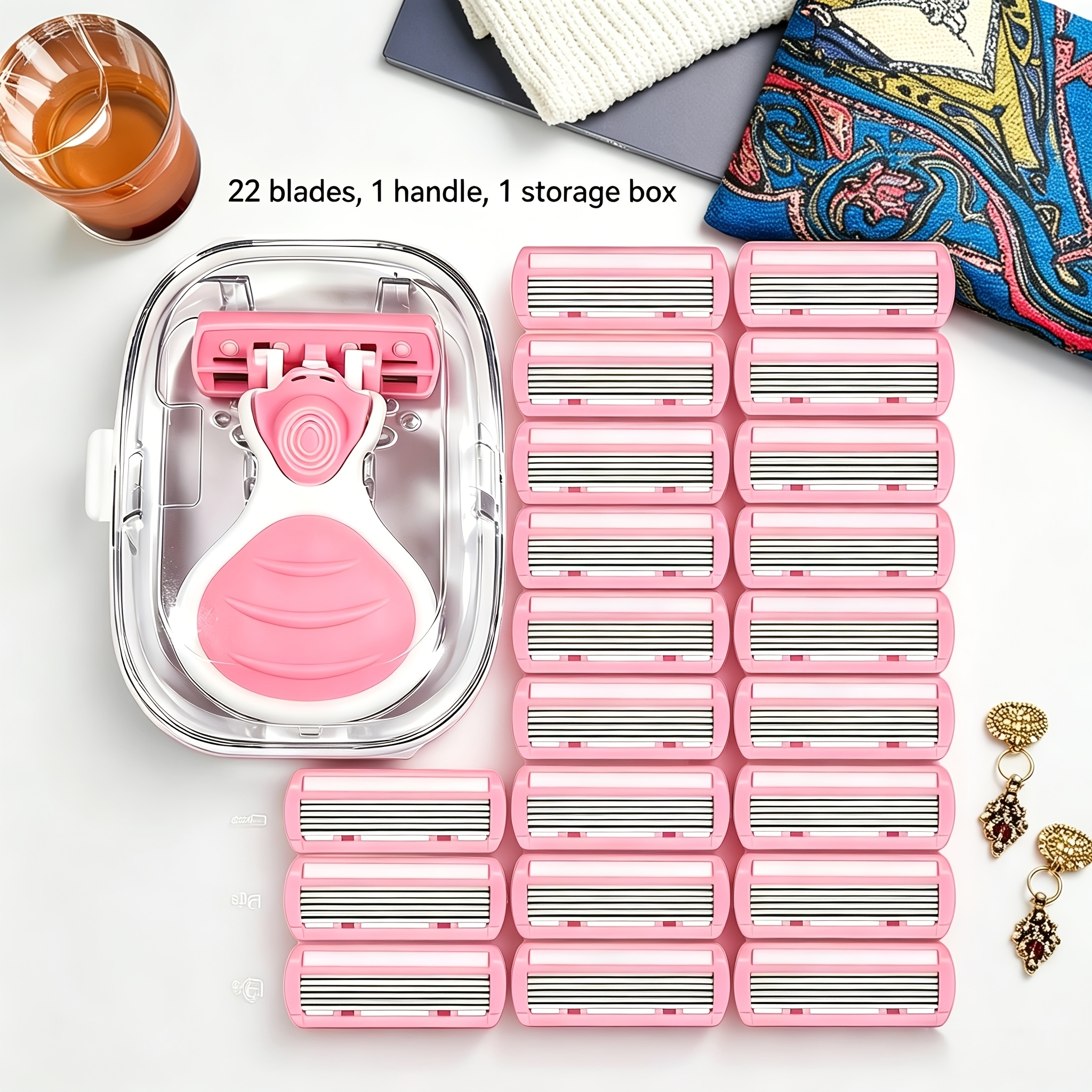 Image of Portable Women's Razor With - Fragrance-free, Ideal For Body Hair Removal And Travel Shaving, Includes Carrying Case, Pink
