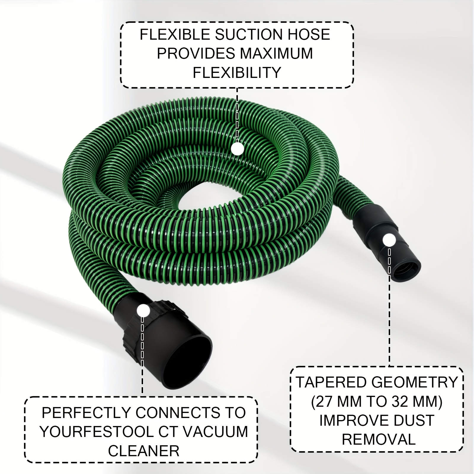 5.0 meter suitable for   electric grinder vacuum cleaner threaded tube, floor cleaning tool | practical vacuum cleaner connector | durable plastic hose 0