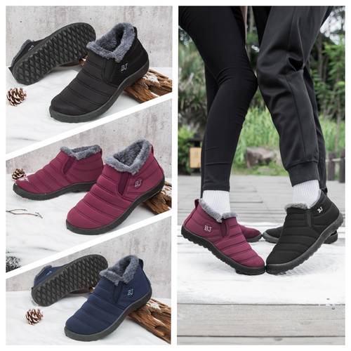 womens plush lined ankle boots thick sole soft sole warm anti slip winter boots round toe comfortable snow boots winter warm plush thickened womens large size cold resistant outdoor boots flat shoes 36 47