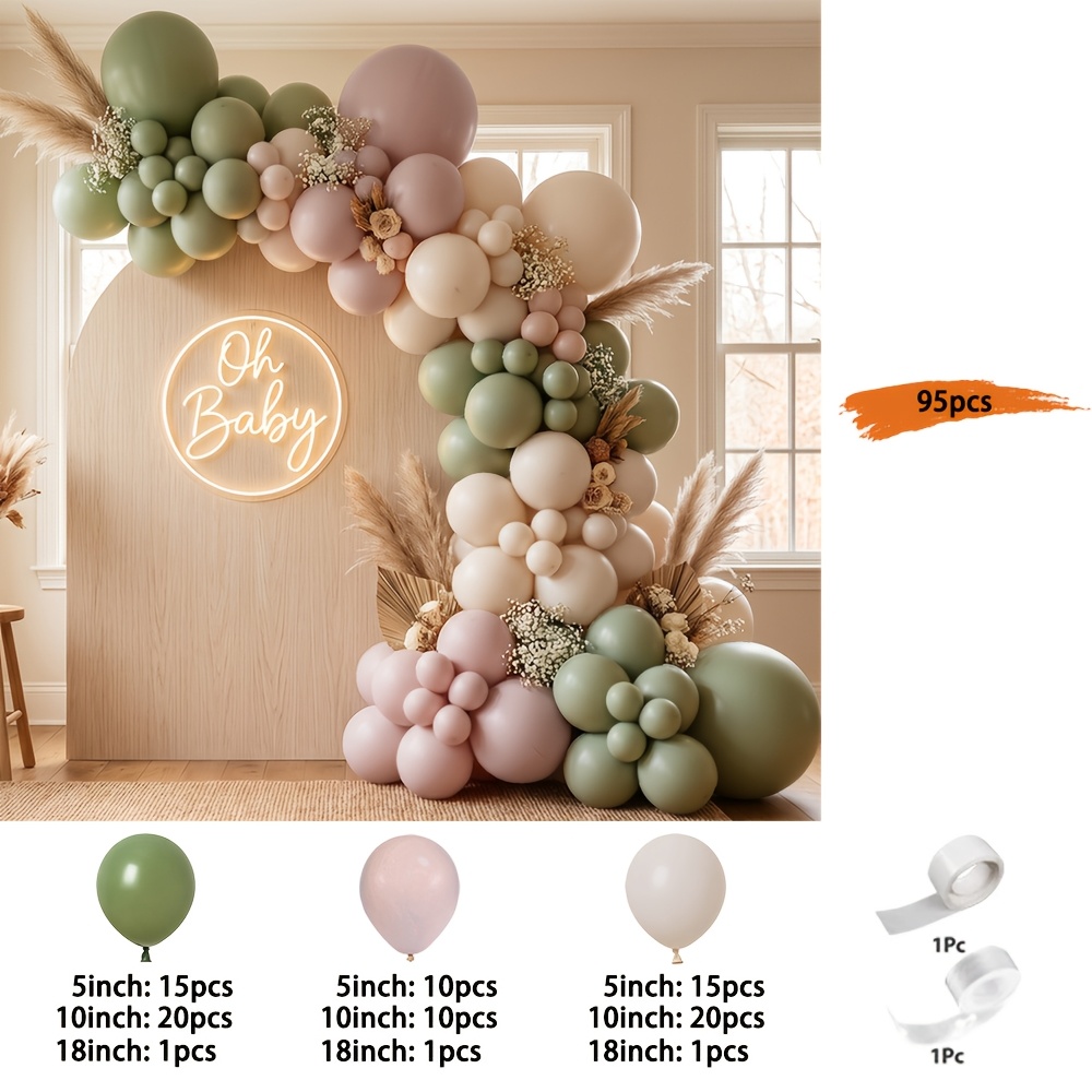 TEMU Guirnalda de de globos de 95 piezas, color pastel, rosa pastel, , de látex estilo bohemio para decoración de , aniversarios, baby showers,