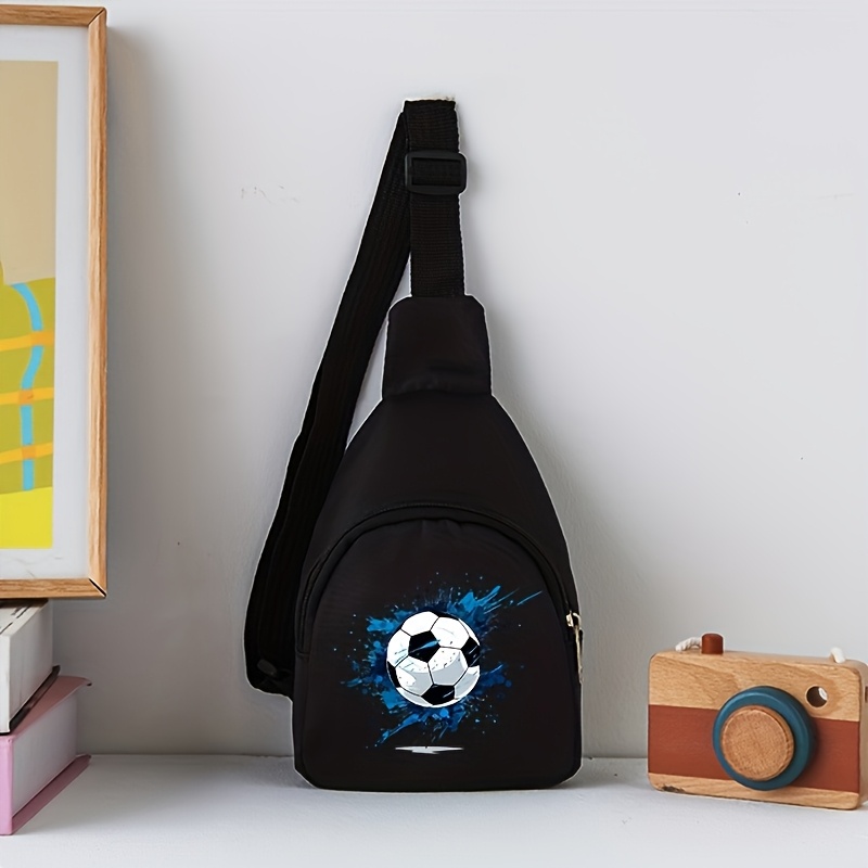 TEMU Trendy Football Print Chest Bag, Unisex Large Capacity Shoulder Crossbody Bag, Suitable For Outdoor Riding, Travel, Daily Commute, Lightweight