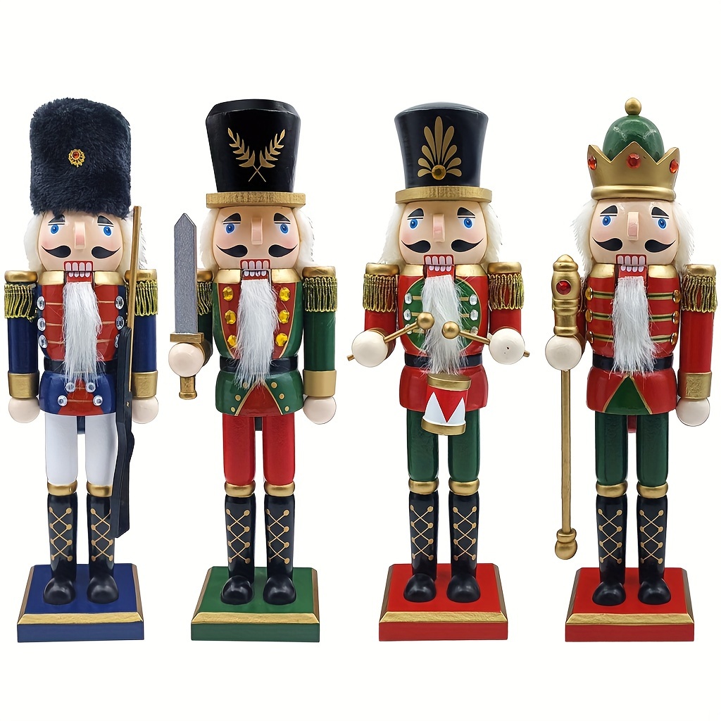 

1pc 12" Traditional Nutcracker Soldier Figurine - Artificial Wood, Fairy Theme For Christmas Decor In Living Room, Bedroom, Or Room