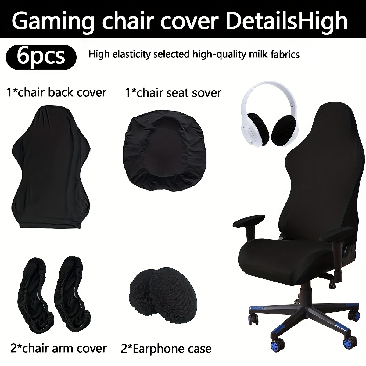 Shop Elastic Gaming Chair Slipcover Anti-dust Stretch Seat Chair Cover - Black - Dick Smith