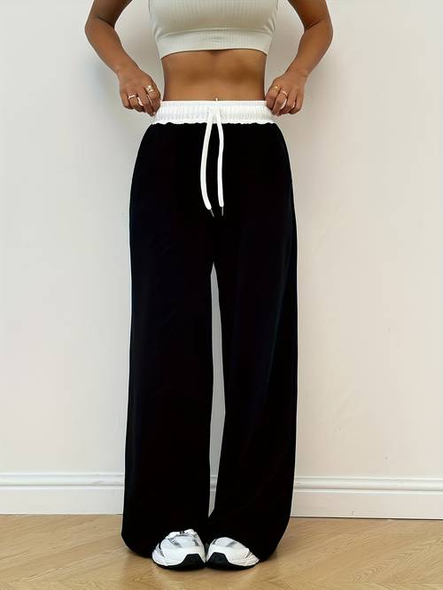 pantalon de yoga décontracté pour femme, coupe , déléphant, à cordon de serrage et à color-block