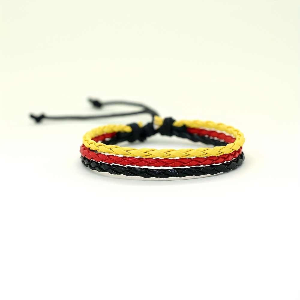 TEMU 1pc/ Pulsera Artesanal Tricolor Negra, y Amarilla | Pulsera Artificial - Accesorio Duradero y Moderno, Adecuado para Ocasiones de , Regalos del