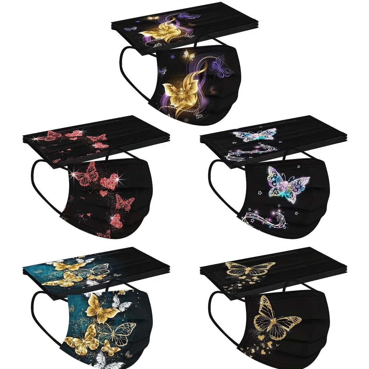 5pcs Colorful Butterfly Mask Set, Charming Series for Outdoor Use