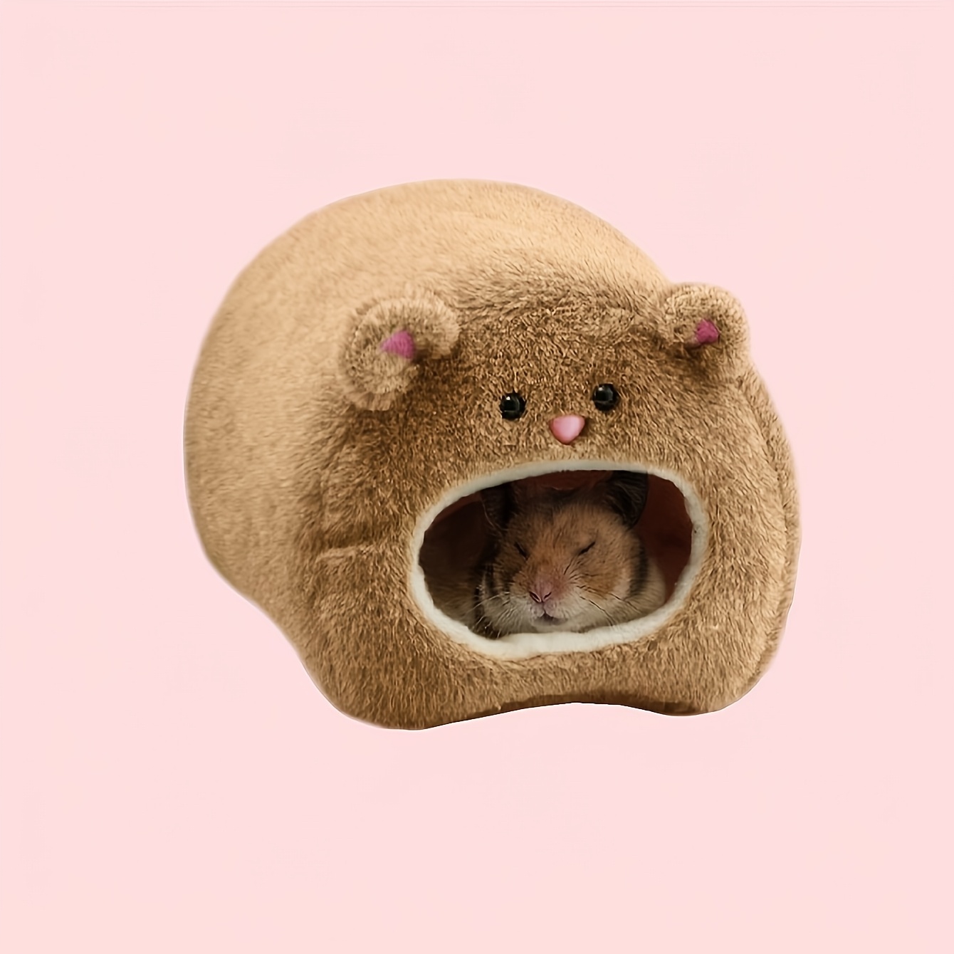 TEMU Small Hamster House, 1/2 Bear Shaped, Random Color, Polyester Fiber, Pet Supplies, Small Animal Cage, For Rodents