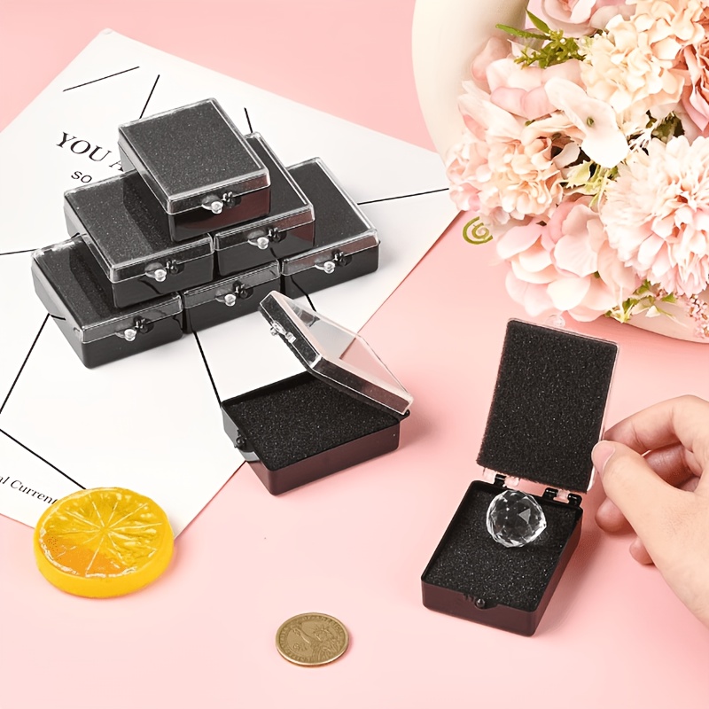 12pcs Black Rectangular Plastic Storage Boxes with Sponges