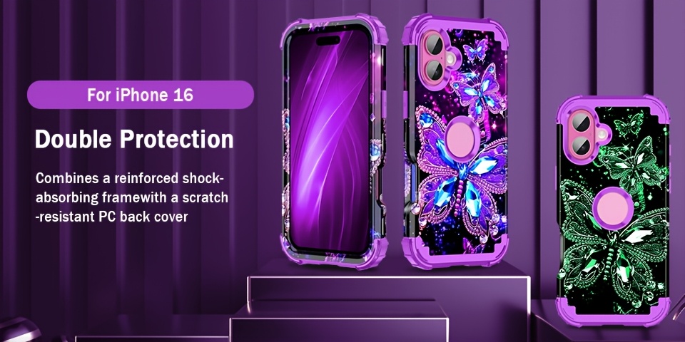 Protective Phone Case Suitable for iPhone SE 2020, 2022, 7, 8, 11, 12, 13, 14, 15, 16 Plus, Pro, Pro Max, Featuring Three Layers Of Glow-in-the-dark Heavy-duty Shockproof Protection, Full Coverage, Durable Hard PC + Soft TPU Material