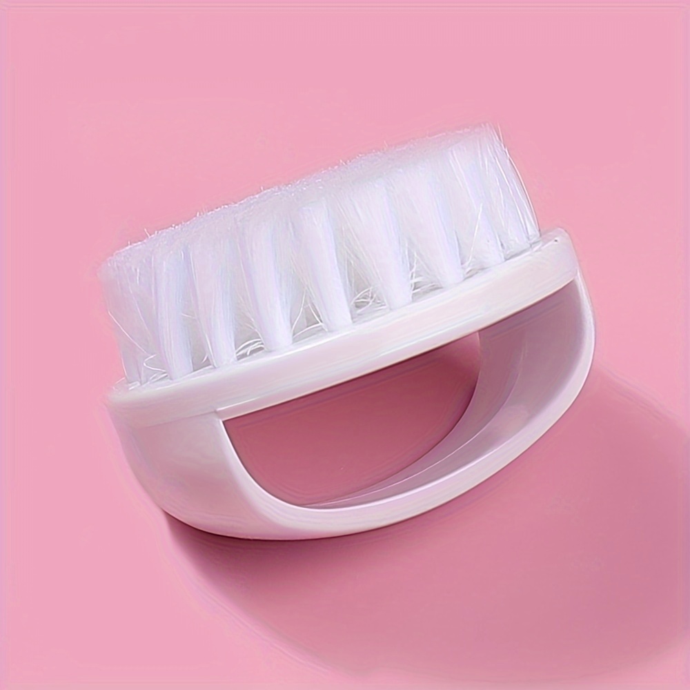 Ring Style Nail Brush, Soft Plastic Round Cleaning Scrubber, Unfragranced, For Nail Art Pedicure, Dust Removal, , Hand And Foot Care, In Black And White