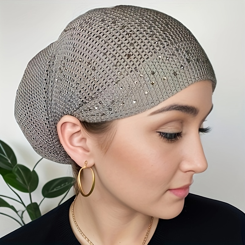 TEMU Luxurious Rhinestone-embellished Beanie For Women - Soft, Stretchy, And Breathable For - For Casual , , And Gift Ideas